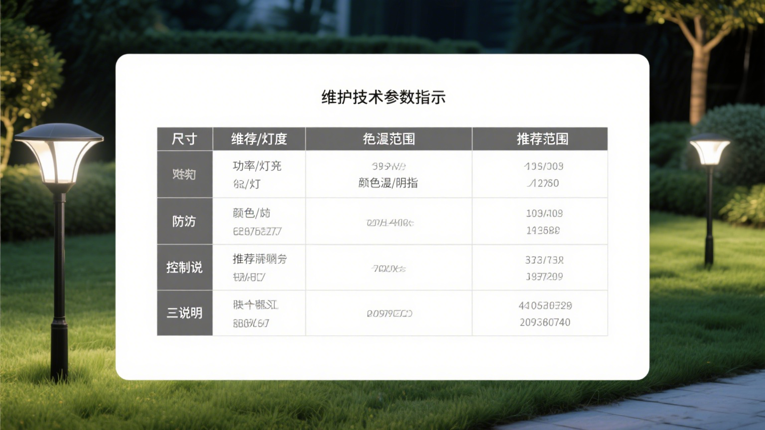 草坪燈的安裝與維護(hù)技巧 參數(shù)示意